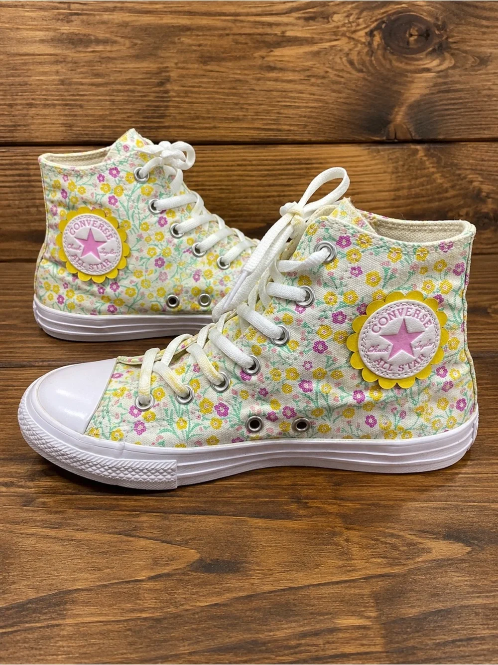 Converse Chuck Taylor Floral High Top Sneakers Kids Junior 3 Pastel 666875F